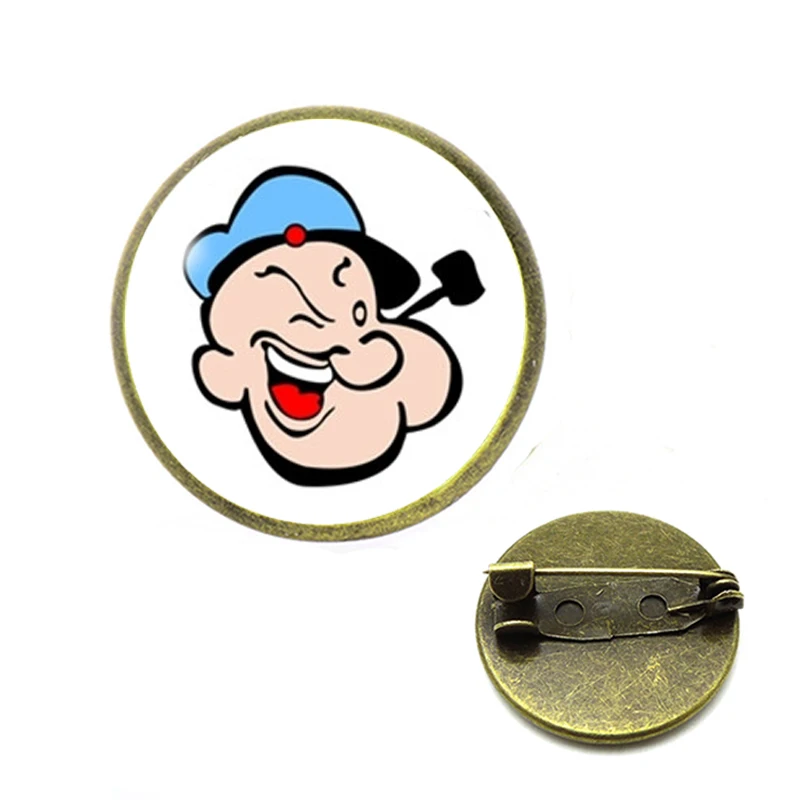 Popeye Броши моряк аниме мультфильм ювелирные изделия стекло кабошон булавки