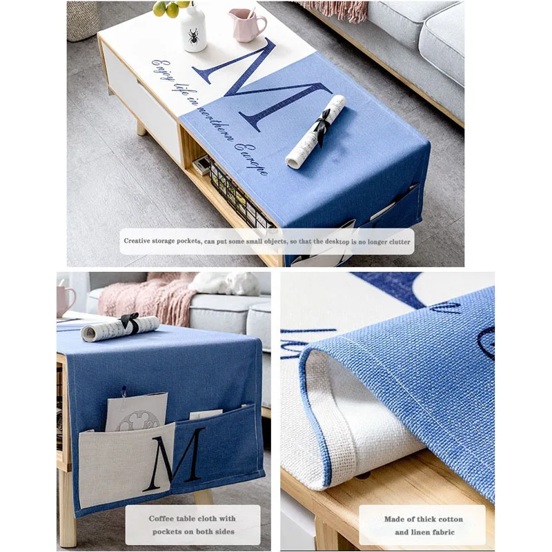 Нордический хлопок и лен художественный журнальный столик покрытие ткань