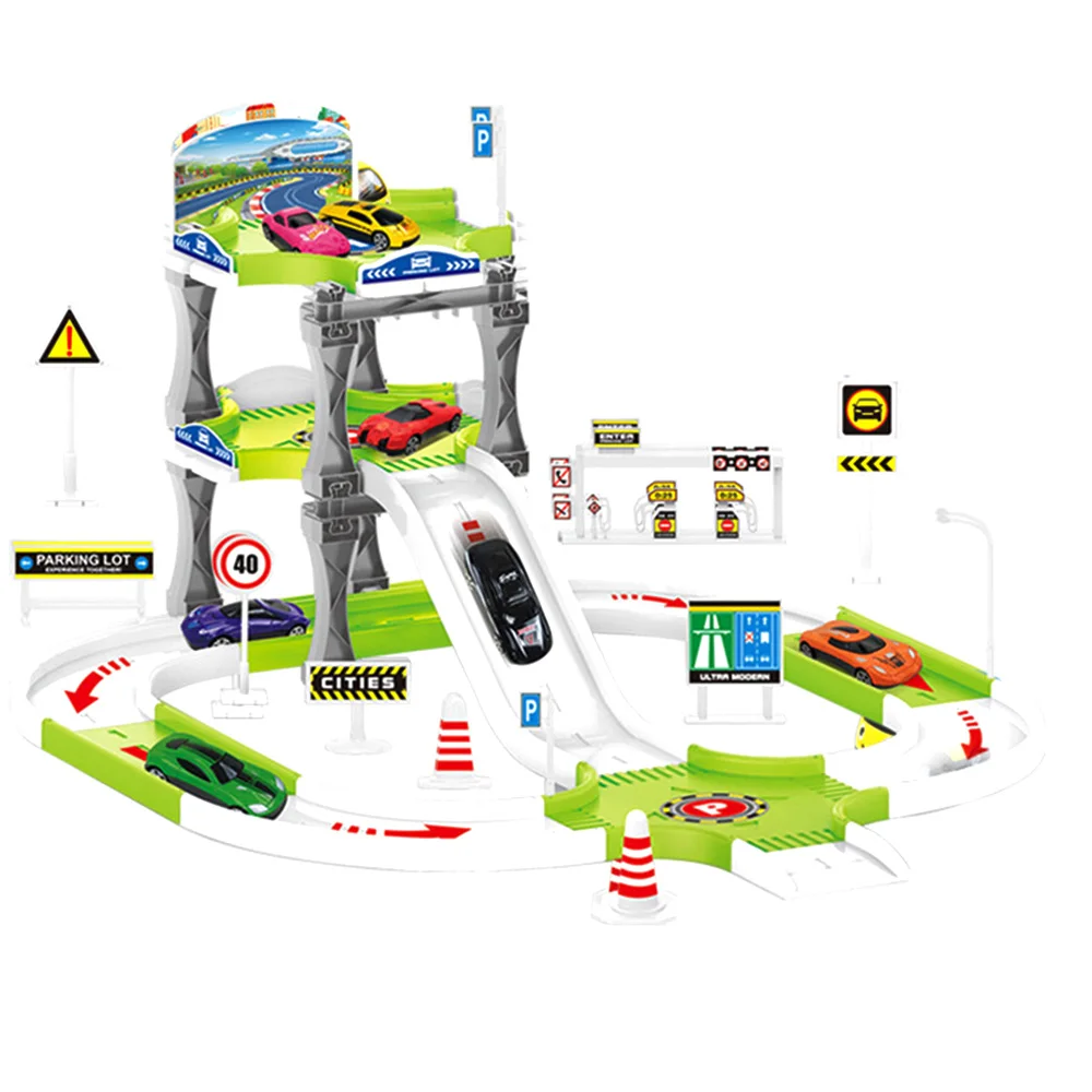 

DIY Multi-Track Rail Car Electronic Racing Car Children Game Boys Rail Building Block Educational Toy Free wheel alloy car model