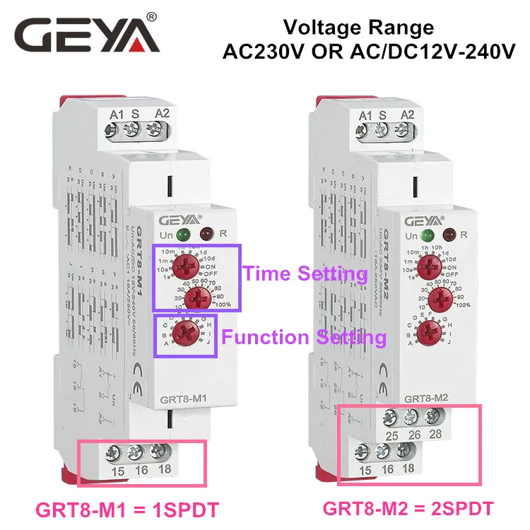 Бесплатная доставка Многофункциональное реле времени GEYA Φ Din Rail 230 В переменного