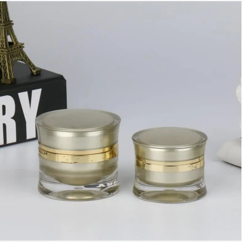 Акриловая банка для крема 50 г жемчужно белый/розовый/Золотой пластиковая ночного