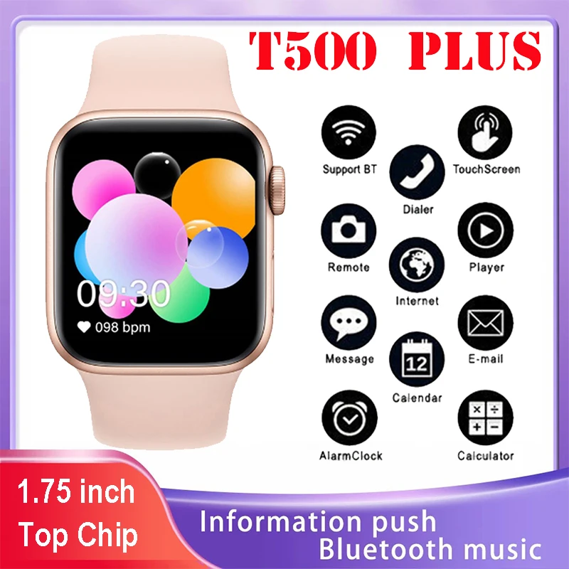 

2021 Original T500 Plus full touch screen 1.75 inch smart watch ladies for Android IOS PK Watch Series 6 T900 X7 W26 W46 X8
