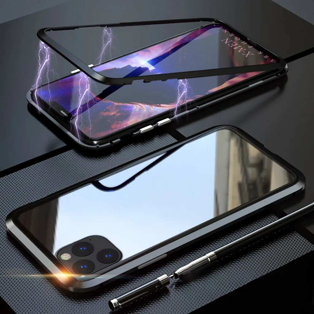 Магнитный металлический чехол-бампер для iPhone 11 11 Pro 11 Pro Max, односторонний стеклянный защитный чехол для iPhone 11 Pro 919#2