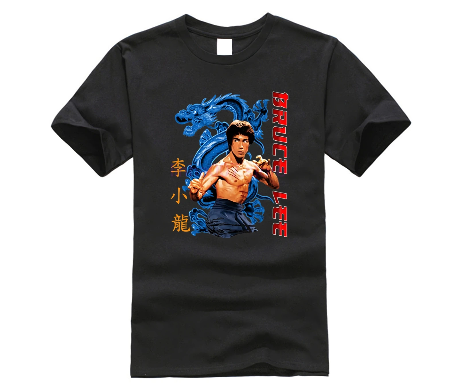 

Fashion Bruce Lee Blue Dragon Kung Fu Martial Art T-Shirt Summer Cotton Short Sleeve O-Neck Men's T Shirt New S-3XL