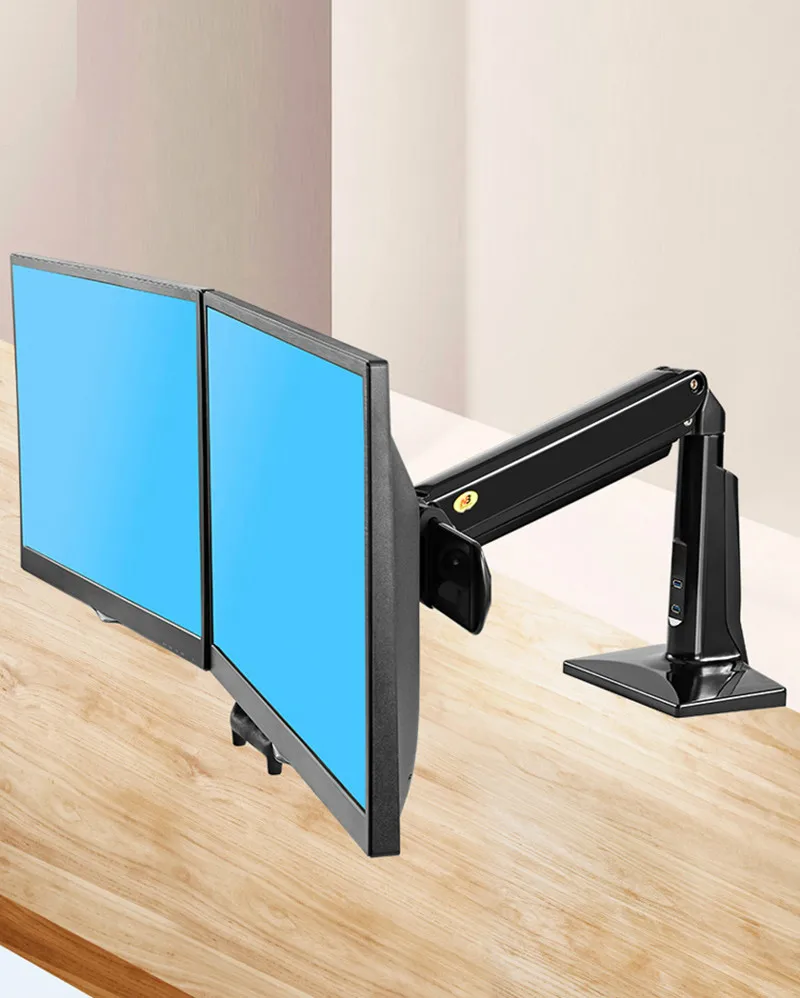 

NB F27 Full Motion 22-27 inch Dual Screen Monitor Holder Long Arm Desktop Dual Monitor Mount Support with USB3.0