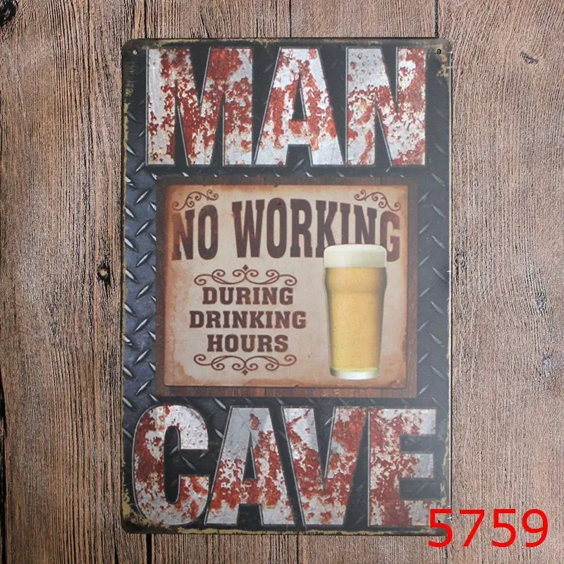 

Metal Tin Sign man cave no working during drinking Bar Pub Retro Poster Cafe