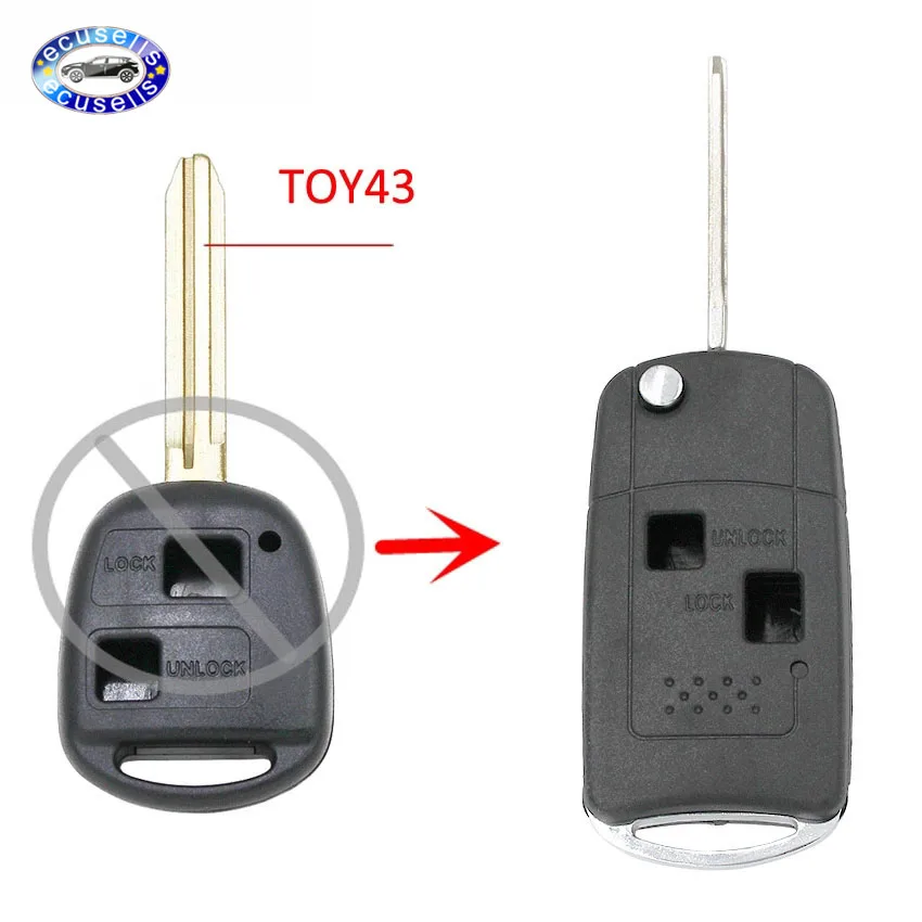 Распродажа! 2 кнопки откидная оболочка ключа дистанционного управления чехол Fob