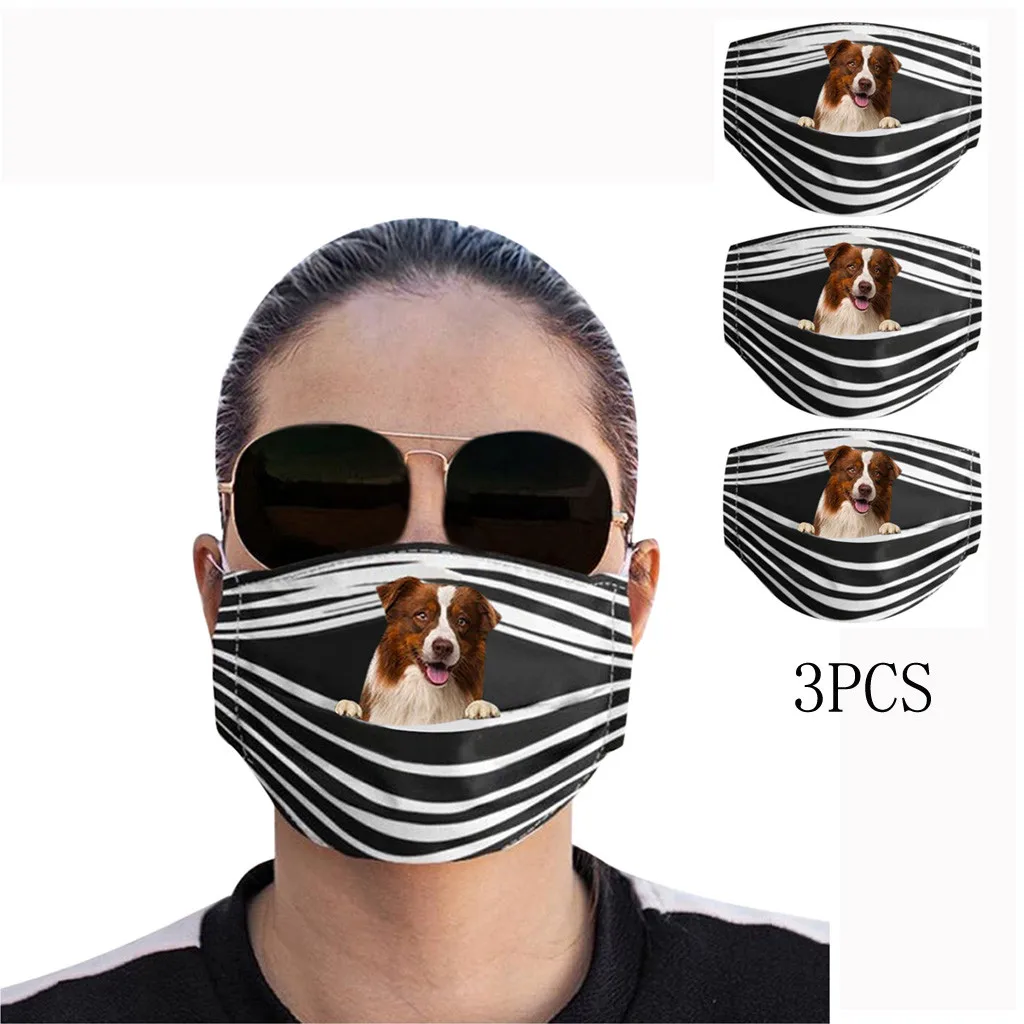 Маски для вечерние принты обычные собаки дышащая Обложка лица с фильтром можно