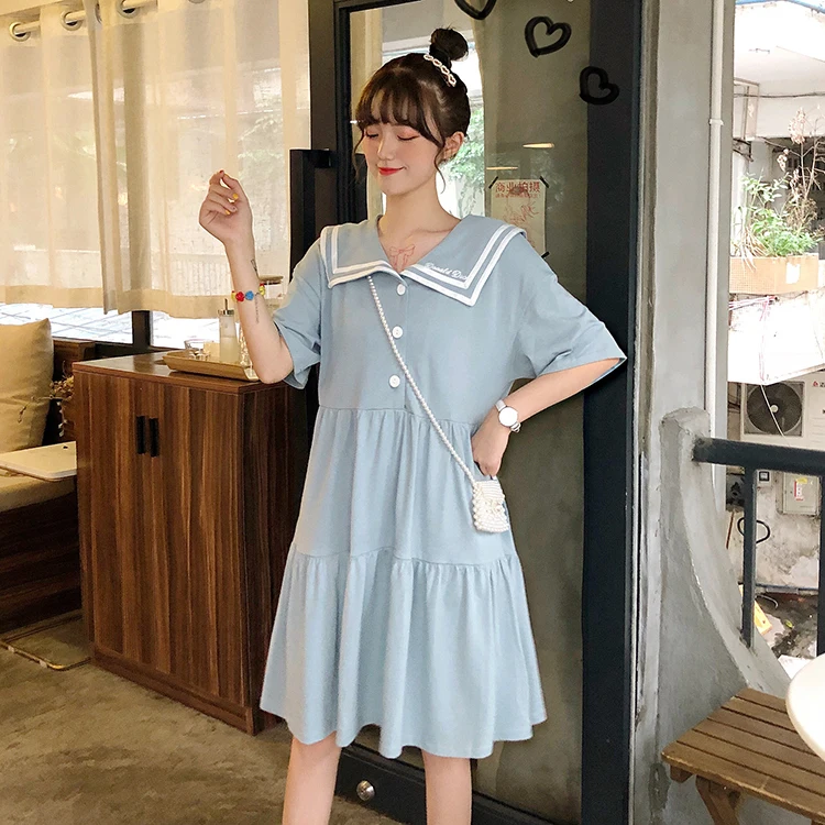

Uniform Preppy Style Summer Women Short Sleeve Dress Sailor Collar Pin up Party Skater a-line Swing school Pleated Dresses Girls