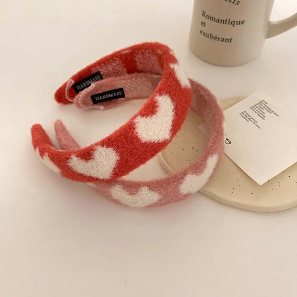 

Hair Accessories Color Matching Makeup Hair Bands Women Head Hoop Heart Hair Bands Korean Style Plush Hairbands