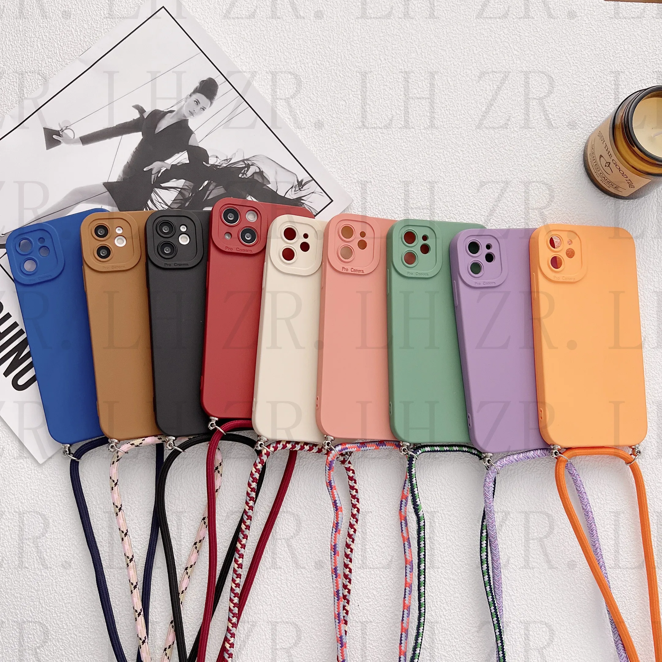 

Original Strap Cord Chain Phone Case For APPLE iPhone 14 13 12 11 Pro Max XS X XR X 7 8Plus SE 2020 Carry Necklace Lanyard Cover