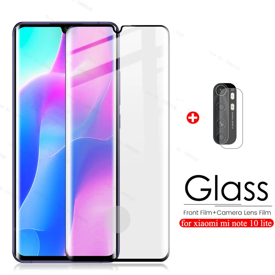 Камера 2 в 1 + Изогнутое закаленное стекло для Xiaomi Mi Note 10 Lite Защитное экрана mi lite