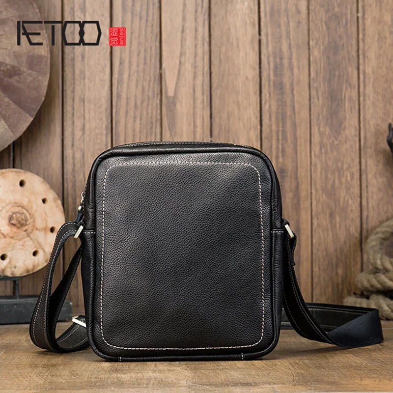 

AETOO Cow leather men's shoulder bag, leather men's messenger bag, leather casual men's bag
