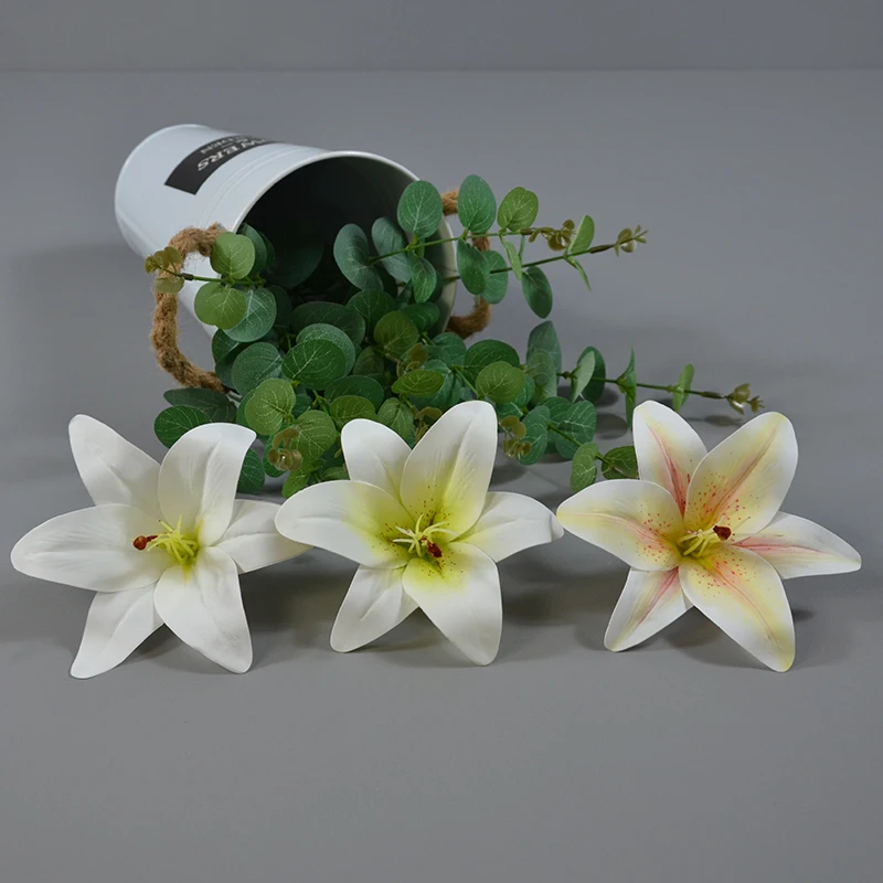 

5pcs 15cm Hight Quality Silk Lily Artificial Flower Head For Wedding Decoration DIY Garland Decorative Floristry Fake Flowers