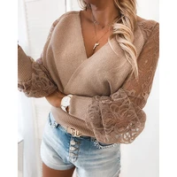 women fashion mesh lace long sleeve sweaters pullovers top autumn fashion female knit sweater