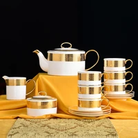 15 pcs relief gold exquisite european style luxury coffee suit ceramic tea set afternoon tea bone china coffee cup