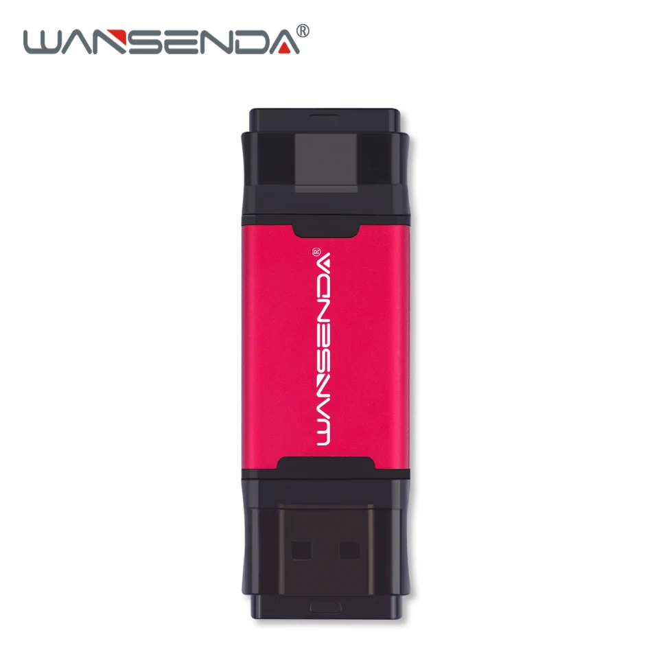 Красный WANSENDA, 2 в 1, TYPE-C, USB3.0, USB флеш-накопитель, 512 ГБ, 256 ГБ, 128 ГБ, 64 ГБ, 32 ГБ, флеш-накопитель для Android/PC, двойной OTG, USB флешка, флешка - Цвет: Красный