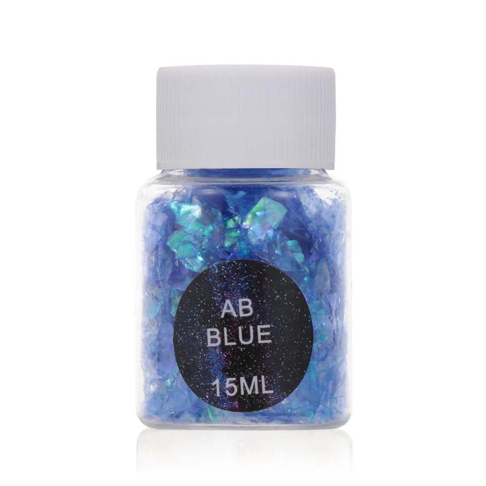 Blue 15ml Material UV Epoxy Resin Mold Colorful Shell Sugar BrokenPieces Flashing Debris Making Jewelry Filling for DIY Jewelry craft - Цвет: Blue
