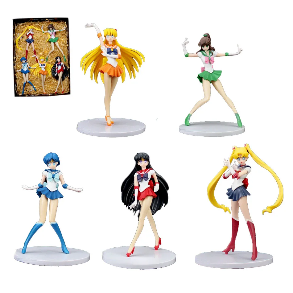 

Sailor Moon Figures Gift Box Japanese Anime Kids Toys Kawaii Room Decor PVC Action Figure Collections Model Doll Gifts for Girls