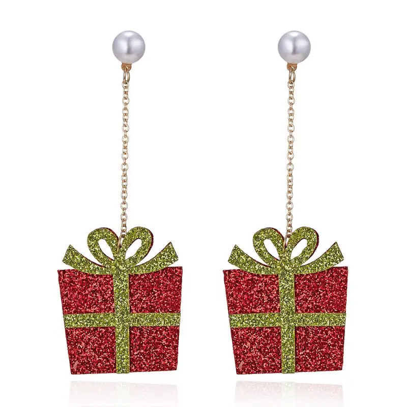 Christmas gift box Санта Клаус рождественские серьги снеговик декоративный колокольчик с оленями Рождественская елка серьги ювелирные изделия прекрасные рождественские подарки для влюбленных женщин - Цвет: Christmas gift box