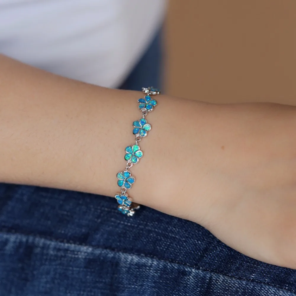 New Silver Bracelet Temperament Women's Wild Rose Inlaid Imitation Opal Chain | Украшения и аксессуары