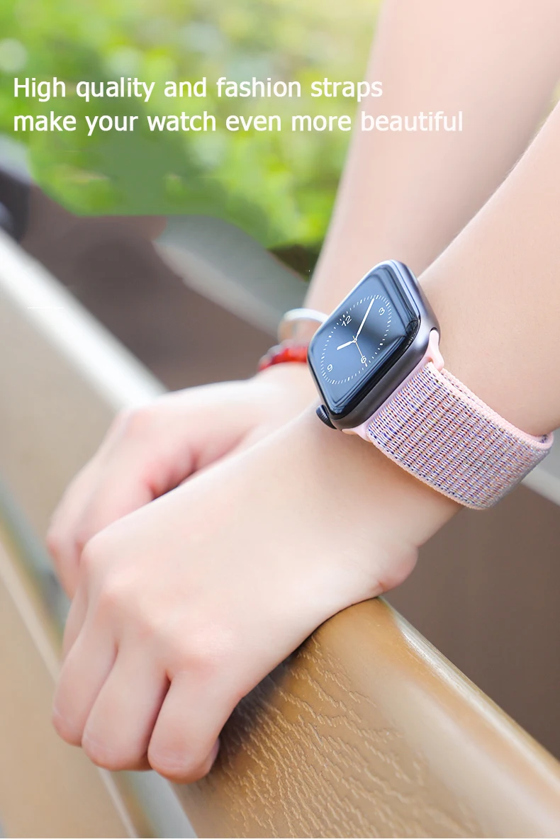 Hoco нейлоновый ремешок для Apple Watch, 4 ремешка, 44 мм, 42 мм, 40 мм, 38 мм, браслет Pulseira, аксессуары для часов, подходит для Apple Watch Series 5 Correas