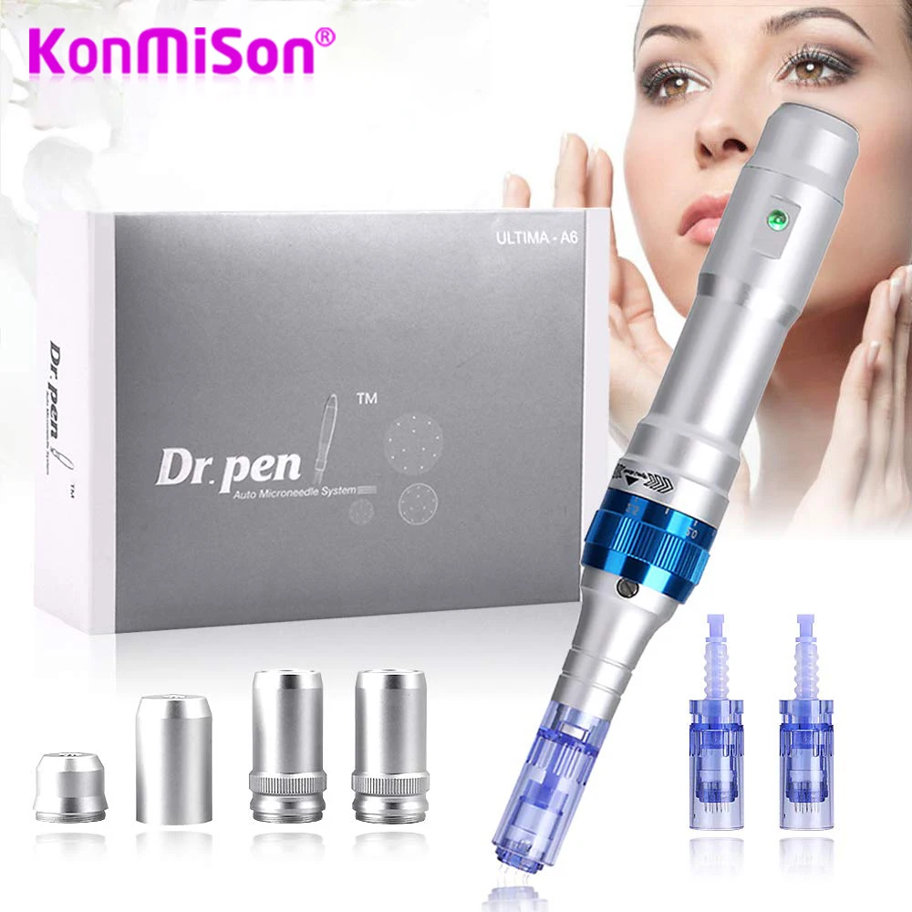 Electric Ultima Dr Pen A6 pen Permanent Microblading Tattoo with 2pcs Cartridge Needles A6 Derma Pen Micro Needling Tool