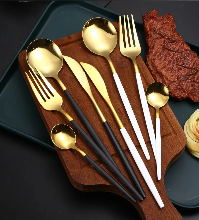 

8-16 Sets Of Wooden Handle Cutlery Set Stainless Steel Western Cutlery Cutlery Cake Spatula Household Silverware