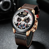 lige new luxury mens watches leather sport watch for men fashion chronograph quartz 30m waterproof clock relogio masculinobox