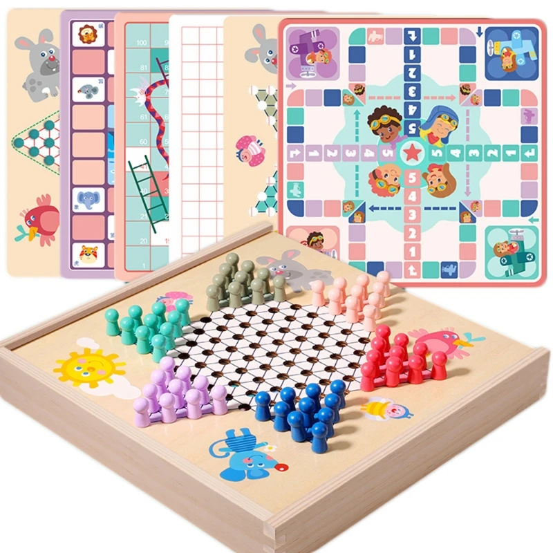 

Chinese Checker Set Wooden Educational Board Classic Strategy Kids Family Game Pieces Chess Toys Children Gift T8NC