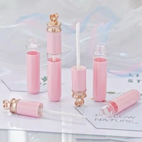 pink diy empty lip gloss tubes gold heart shape top lipstick cosmetic packaging container refillable bottles 6ml