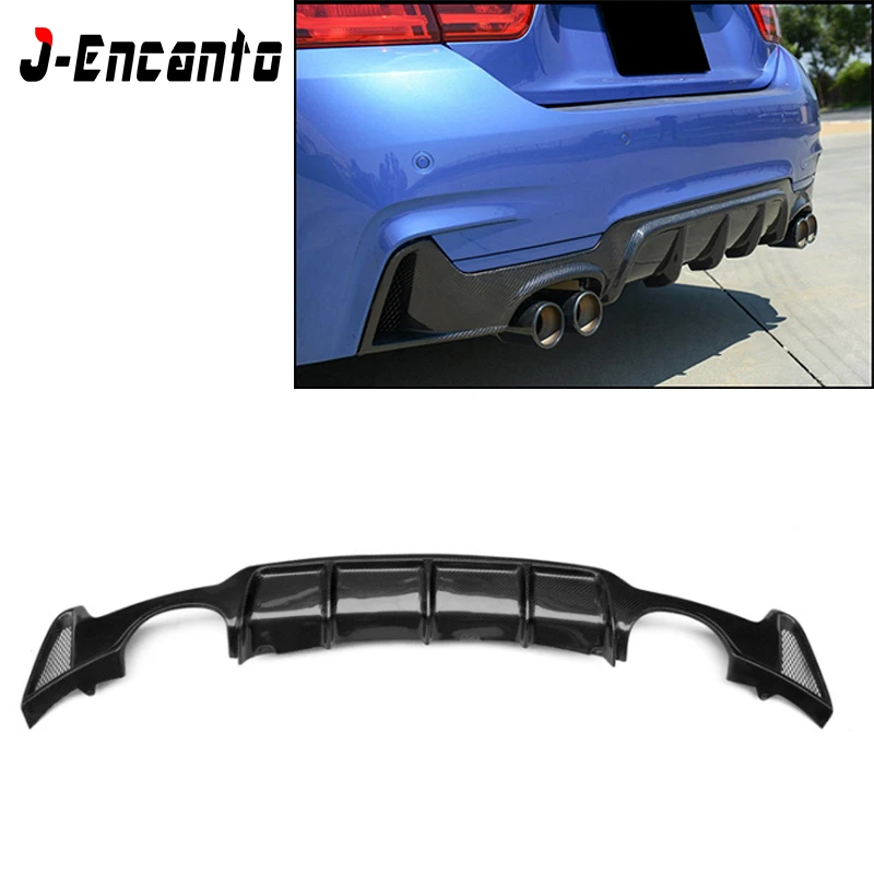 Реальные углеродного волокна диффузор губа на задний бампер спойлер для BMW 3