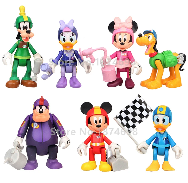 Новый Микки роадстер гонщик 7 шт набор Минни Дейзи Дак Пит собака мини ПВХ фигурка