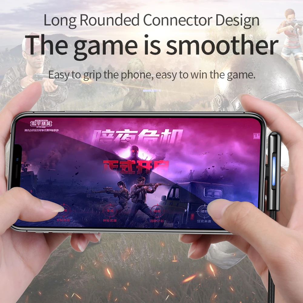 HOCO 90 градусов usb кабель для зарядки Красочный Светодиодный свет Поддержка