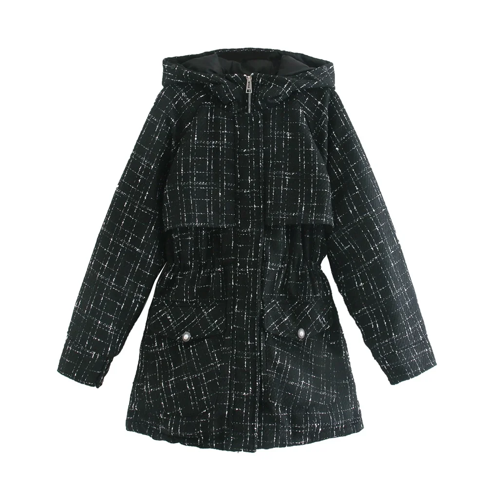 

Женский пуховик с жемчужной пряжкой, длинная верхняя одежда