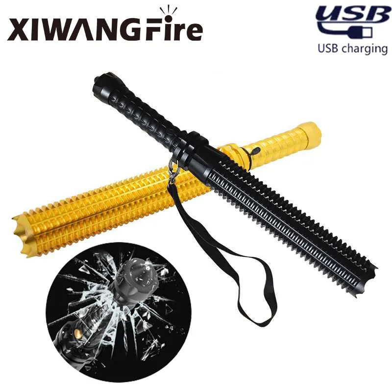 

XIWANGFIRE LED Portable Powerful Tactical Flashlight Retractable Self-Defense Torch Light T6 Rechargeable 18650 light