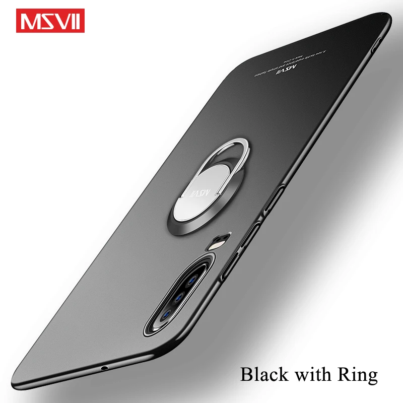 black with ring P30 Pro Чехол MSVII тонкий матовый чехол для huawei P30 Lite чехол P 30 P20 Lite Жесткий PC чехол для huawei P20 Pro P 20 Lite чехол s - Цвет: black with ring