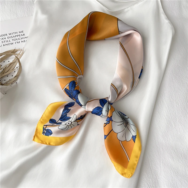 

Square Shawl Silk Head Wraps Women Scarf Satin Hair Band Fashion Bandana Lady Headband Design Print Neckerchief Female Headscarf