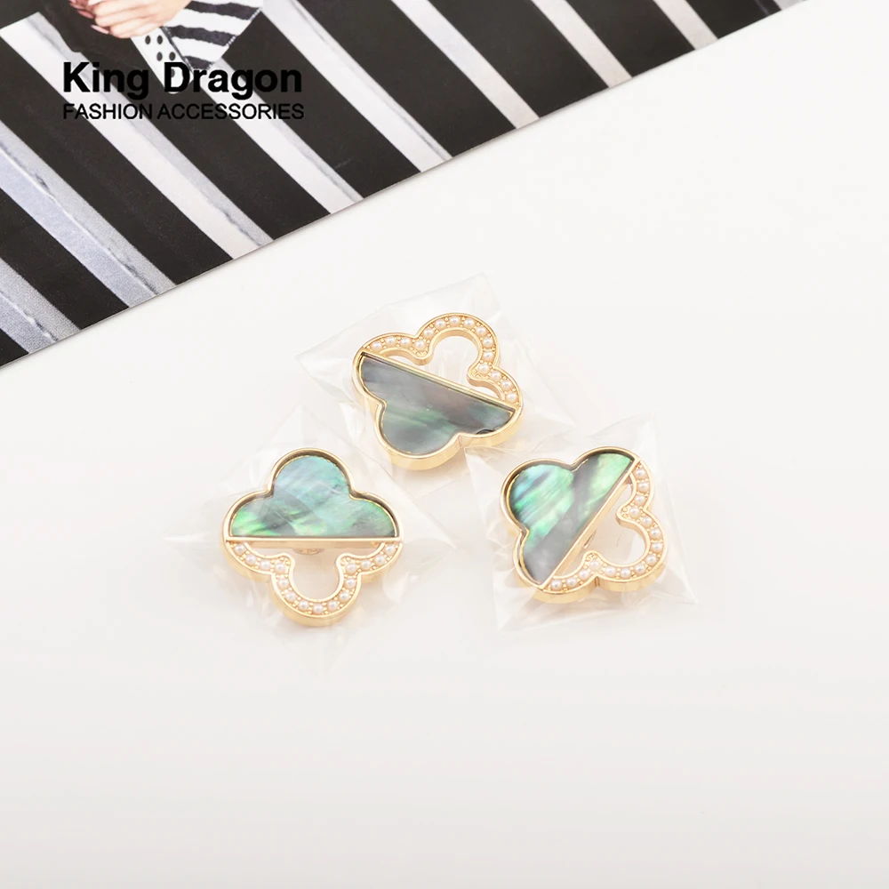 New Arrival 6PCS Gold Rhinestone Decor Metal Shell Pearl Buttons For Clothes Coat Cardigan Sweater Sew Needlework KD886 | Дом и сад