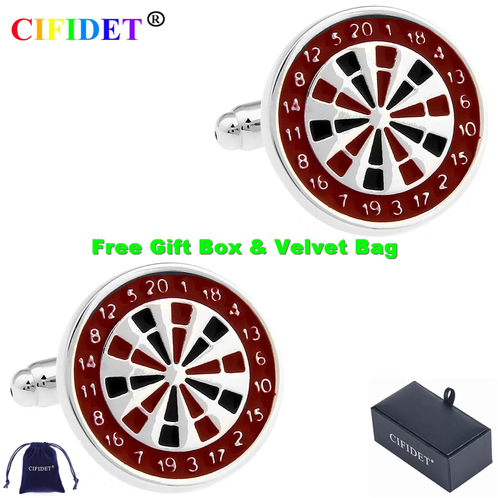 

CIFIDET Sports Cufflink Modern Target Shirt Cuff Link With Velvet Bag and Gift Box Jewelry Accessories Present for Men
