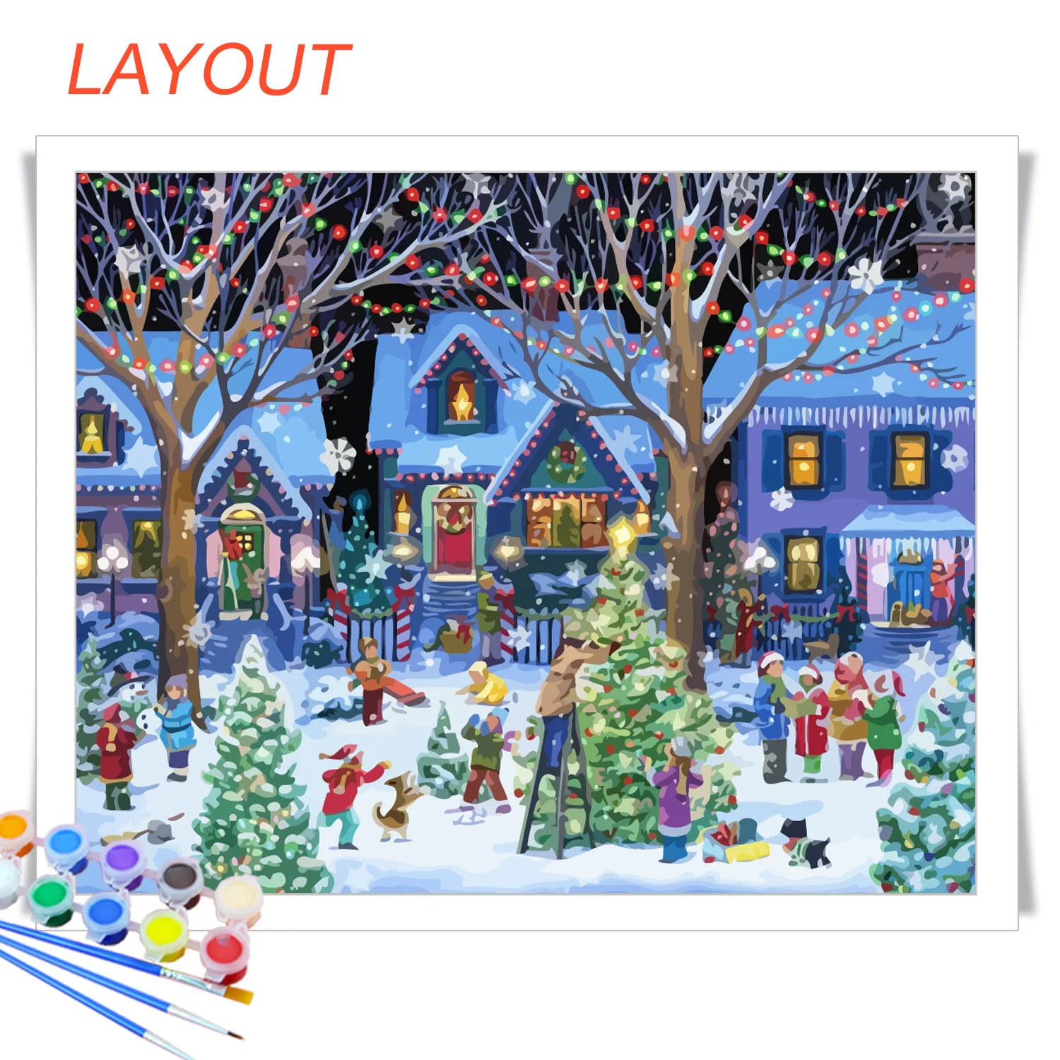 Набор для рисования по номерам на холсте снег без рамы | Дом и сад