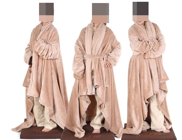 Зимняя теплая фланелевая накидка унисекс для буддистского монаха йоги плащ