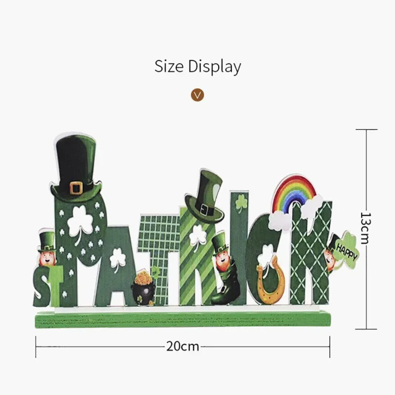 

St. Patrick's Day Wooden Ornaments Creative Green Leaf Festival Ornaments Letter Green Doll Ornaments Home Decor