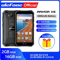 ulefone armor x6 ip68 mt6580 rugged waterproof smartphone android 9 0 cell phone mobile phonquad core 4000mah 2gb 16gb 3g