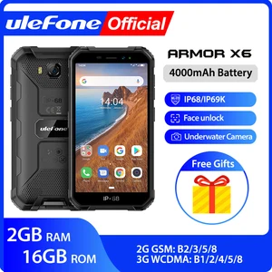 Ulefone Armor X6 IP68 MT6580 Прочный Водонепроницаемый Смартфон Android 9.0 Мобильный Телефон Мобильный ТелефонЧетырехъядерный 4000 мАч 2 ГБ 16 ГБ 3G
