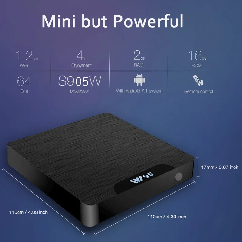 ТВ приставка Beelink W95 Android 7 1 2 Гб ОЗУ 4K четырехъядерный Amlogic S905W 4G Wi Fi H.265 30fps VP9