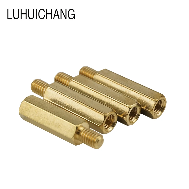 LUCHANG 30 шт. M3 * L + 6 мм Шестигранная головка Медная гайка с резьбой резьбовой столб