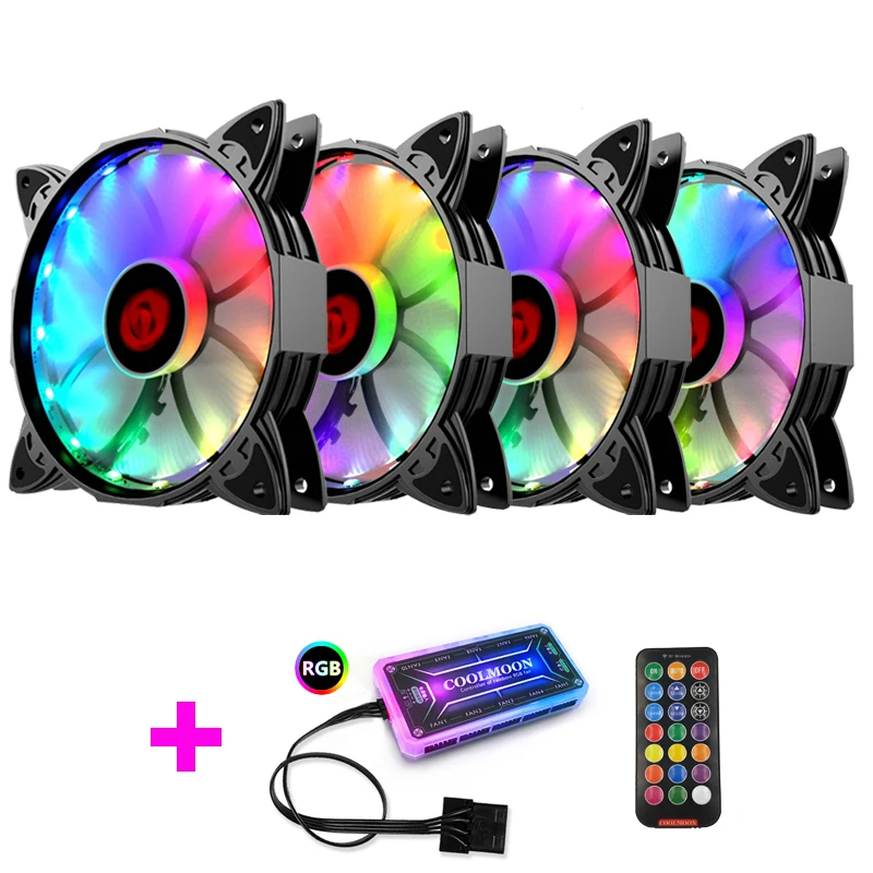 

Coolmoon 120mm Computer Case Fan Silent 12CM Fan CPU Cooling RGB Quiet PC Cooler Fan Case Fans 12V DC Adjust Fan Speed