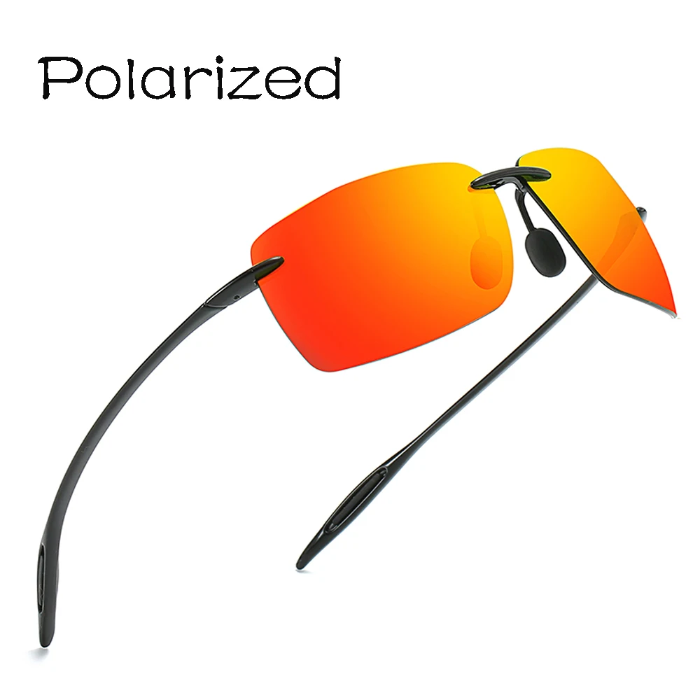 

TR90 Polarized Sunglasses Square Rimless Polaroid Sun glasses Brand Designer Gafas Men Oval Sun Glasses Sunglass for Men Women