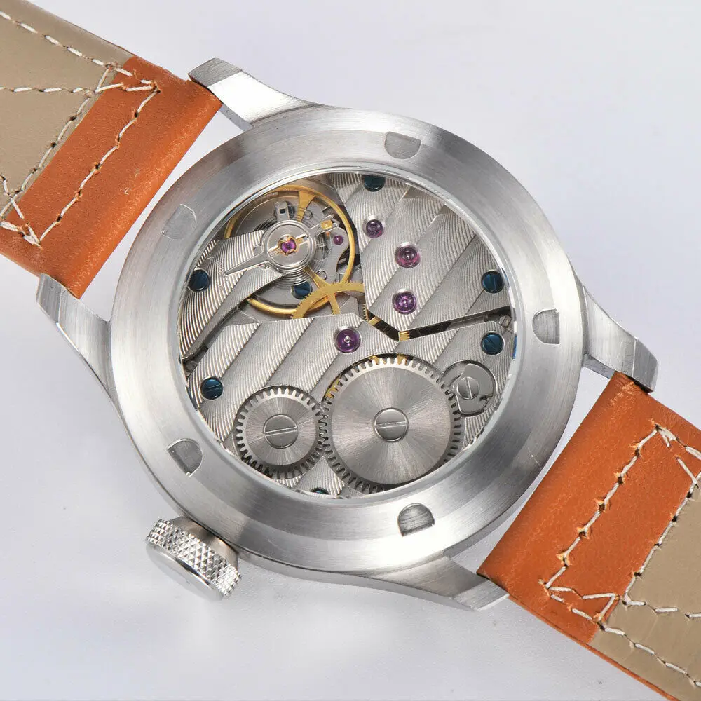 Часы мужские механические с кожаным ремешком 46 мм | Наручные часы